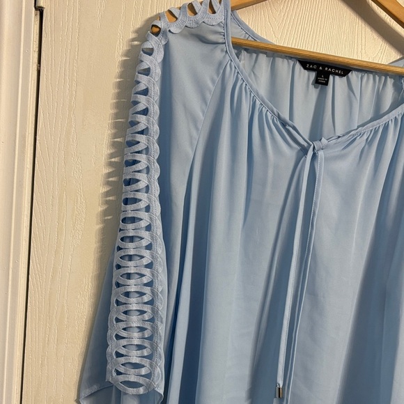 Zac & Rachel Sky Blue Blouse with Cut-Out Sleeves - Picture 4 of 8